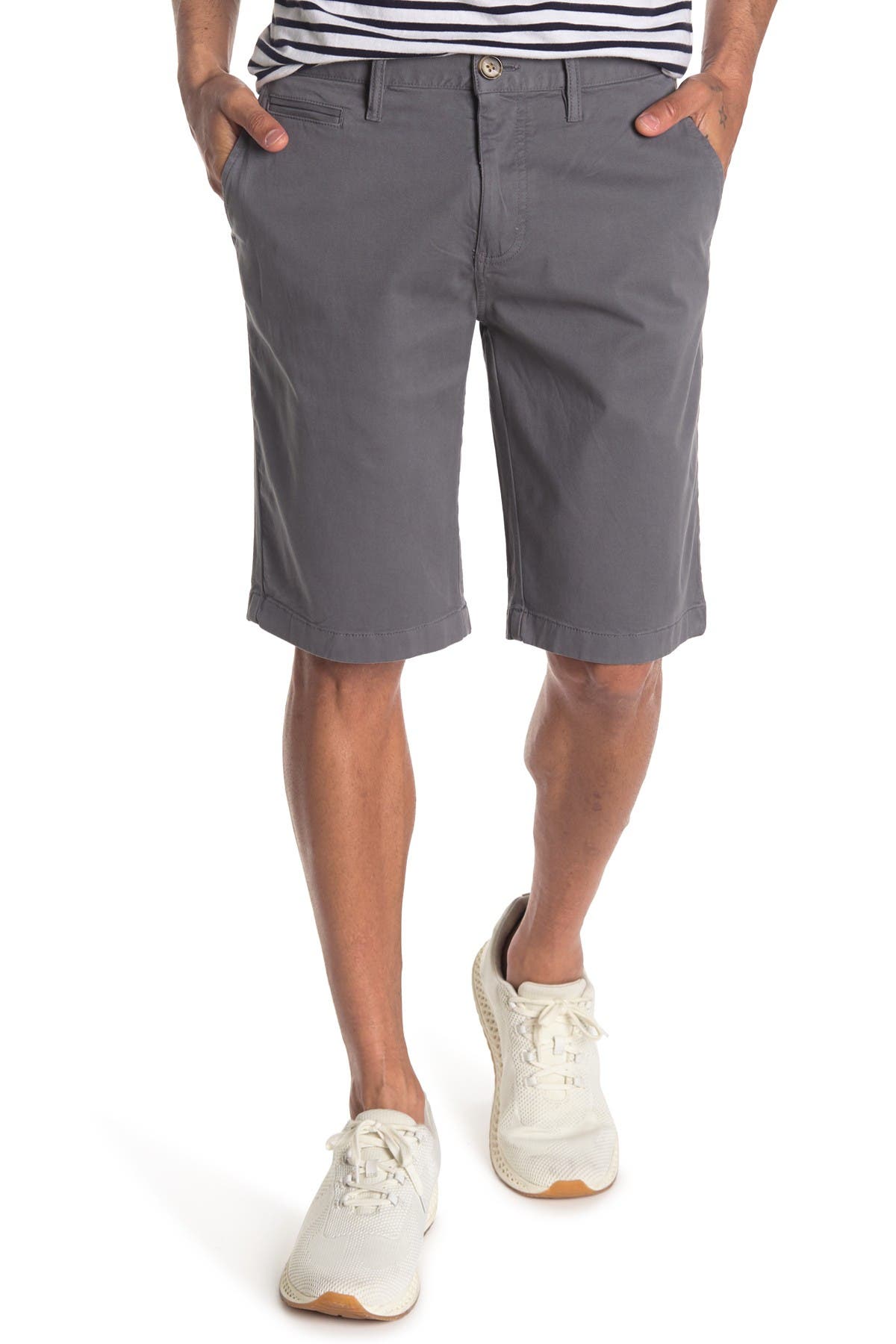 14th & Union Garment Dye Stretch Shorts In Dark Grey