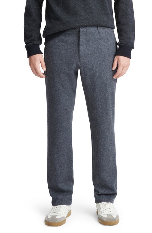 Vince Herringbone Virgin Wool Blend Flannel Trousers In Coastal/medium Heather Grey