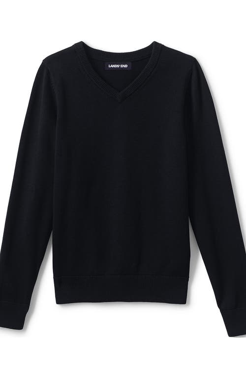 Lands' End School Uniform Boys Cotton Modal Fine Gauge V-neck Sweater In Black