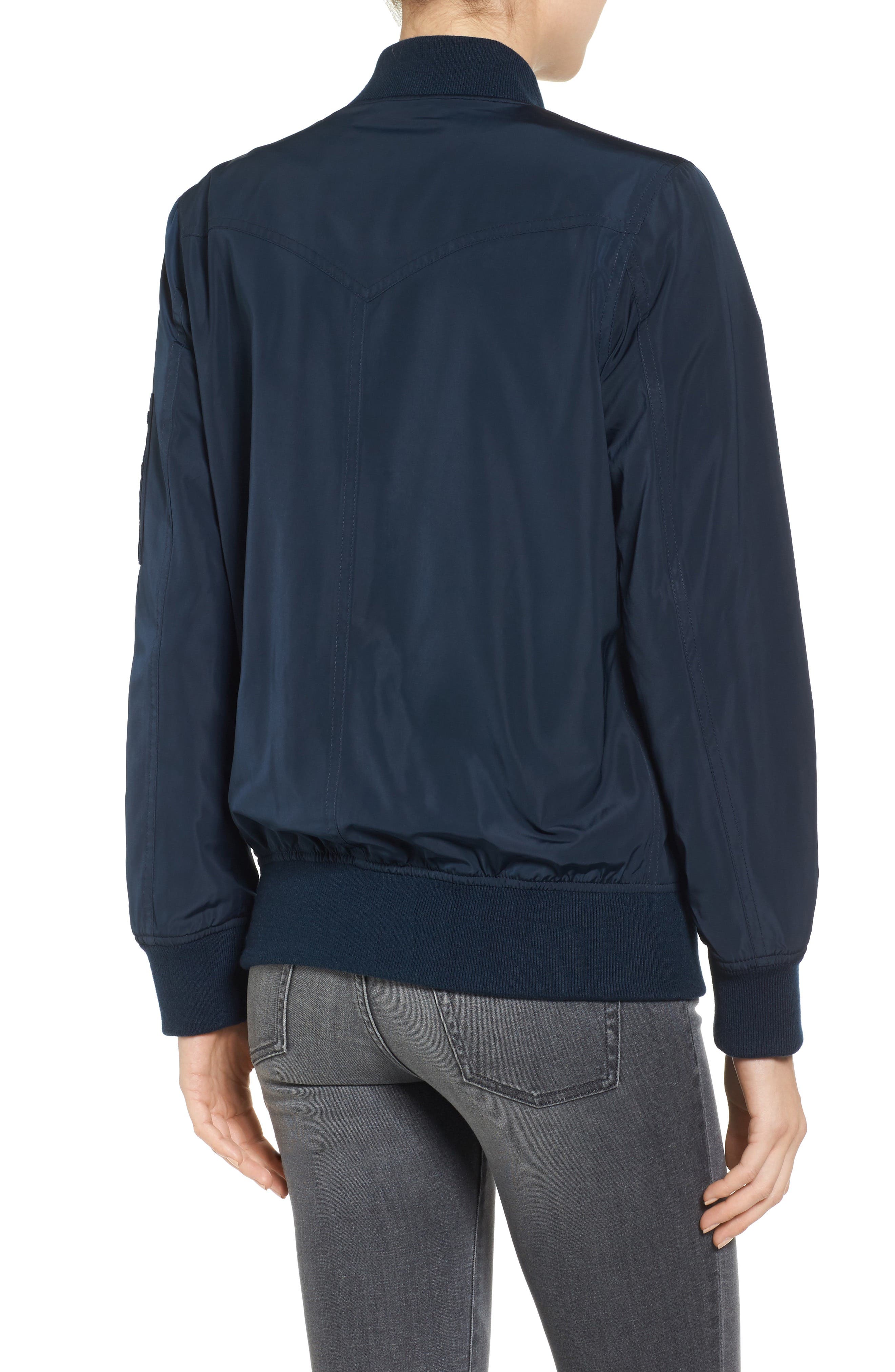 Levi's Women's Lightweight Zip-detail Bomber Jacket In Navy
