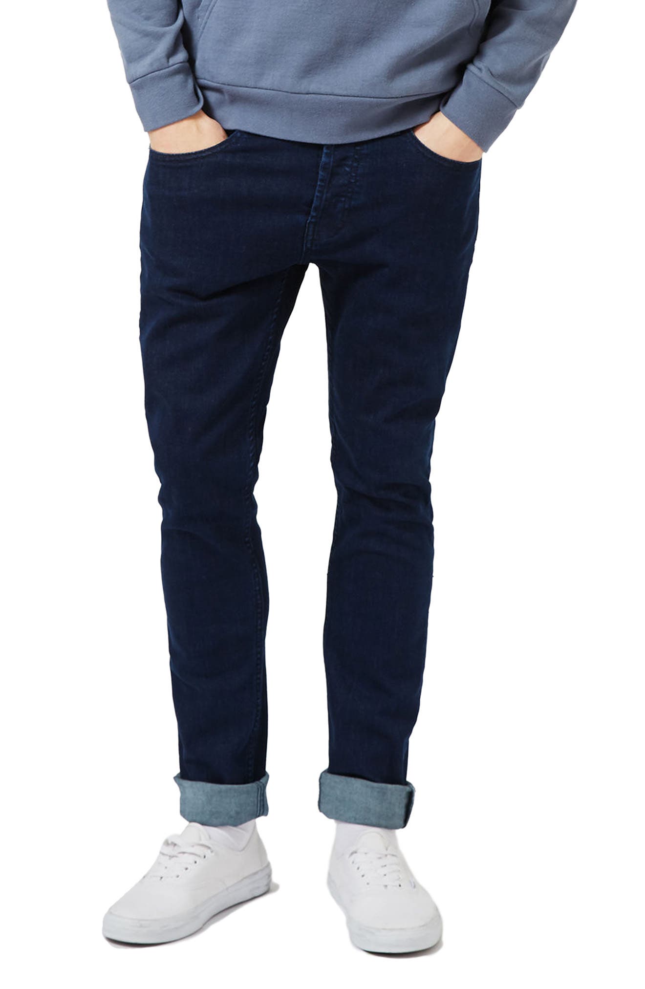 Topman Stretch Skinny Fit Jeans (Blue) Nordstrom