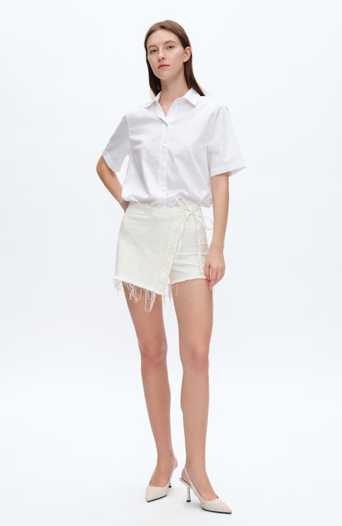 Shop Bayeas Frayed Denim Skort In White