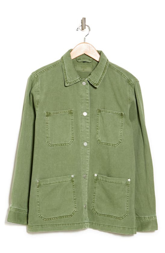Shop Blanknyc Garment Dyed Cotton Shacket In Olive