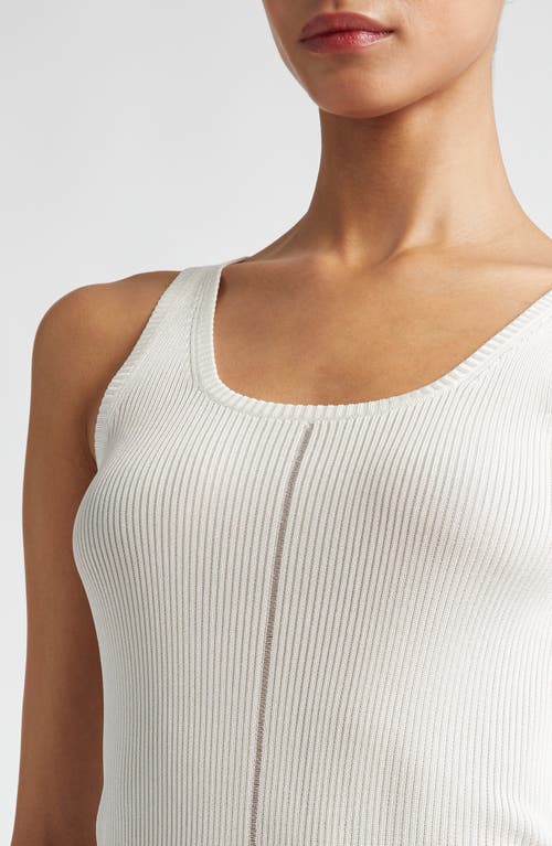 Grace Ling Logo Tag Rib Tank In Ivory