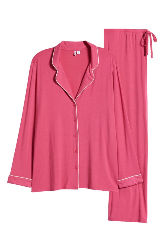 Shop Nordstrom Moonlight Eco Knit Pajamas In Pink Carmine