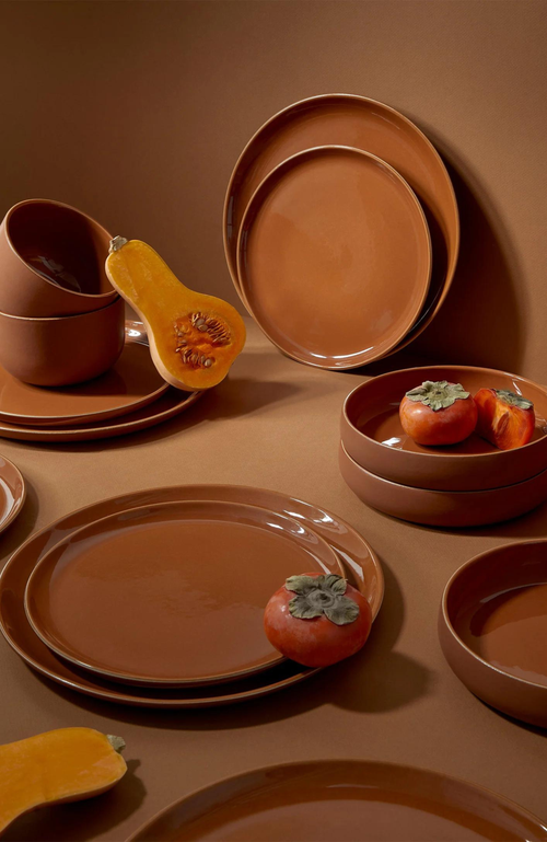 Gharyan Stoneware Tunisian 12pc Dinnerware Set In Terracotta