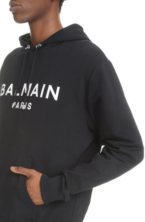 Shop Balmain Logo Graphic Hoodie In Eab - Black/white