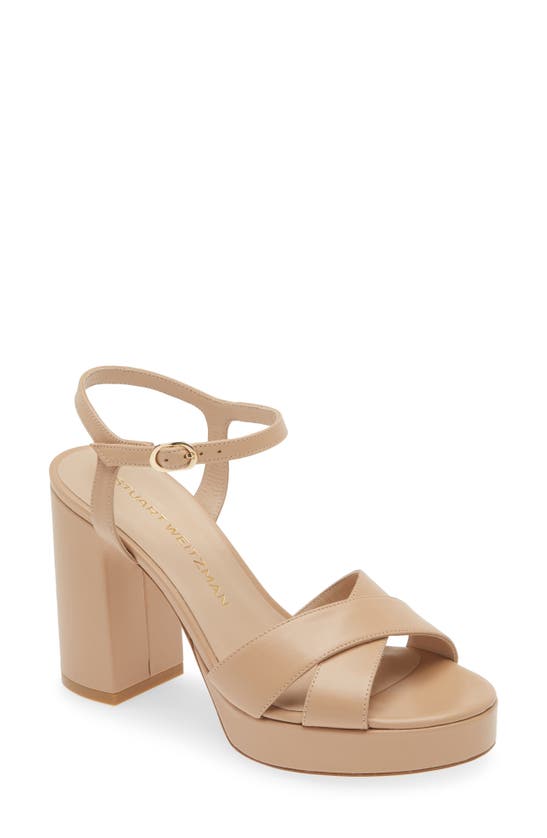 Shop Stuart Weitzman Dayna Platform Sandal In Adobe