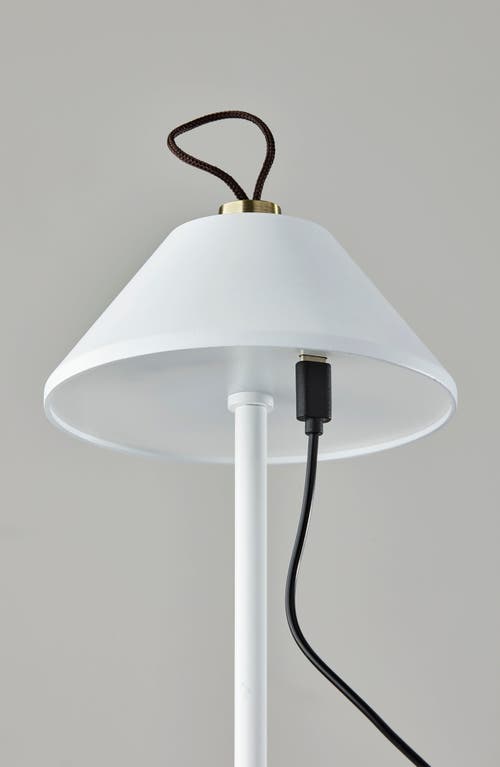 Adesso Lighting Danny Cordless Led Lamp In White/antique Brass