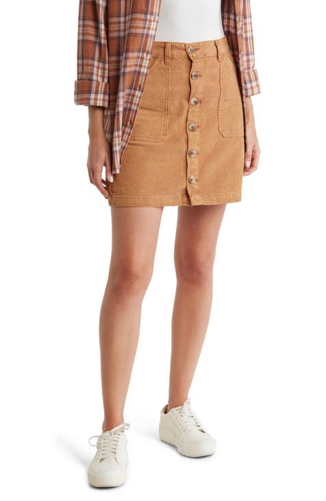 High Waist Button-Down Miniskirt