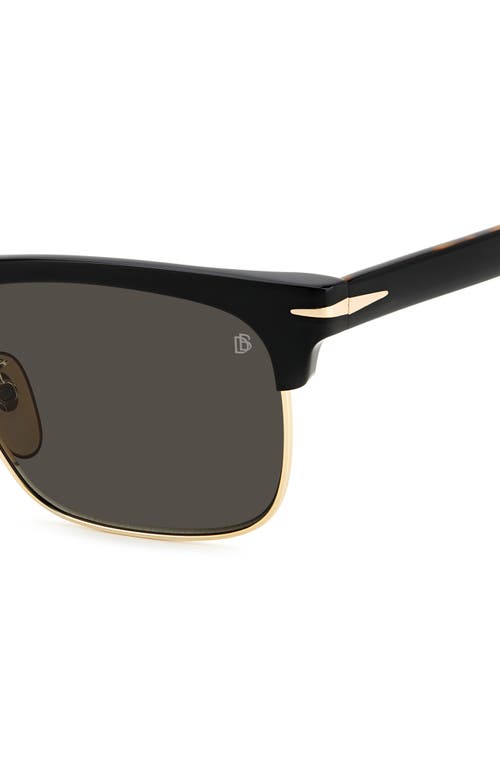 Shop David Beckham Eyewear 55mm Rectangular Sunglasses In Black Havana Gold