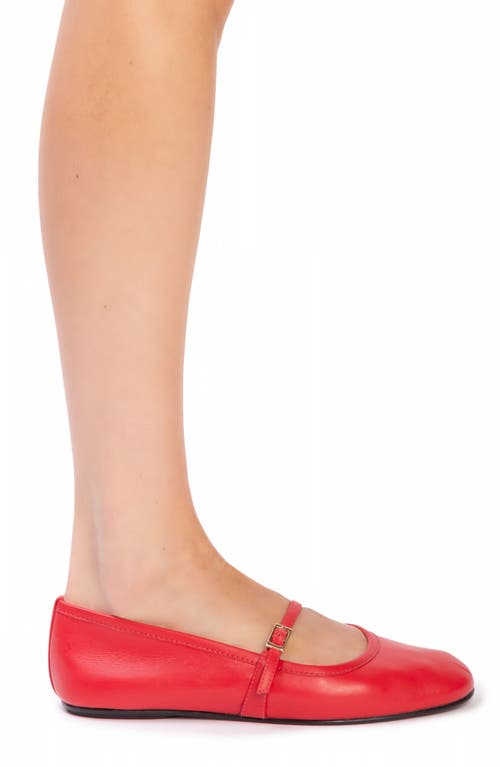 Black Suede Studio Mika Net Mary Jane Ballerina Flats In Racing Red