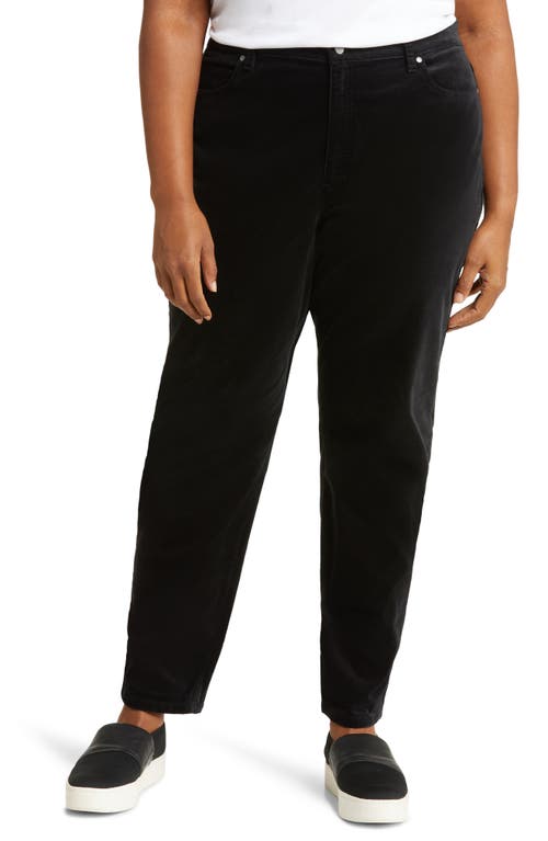 Eileen Fisher High Waist Slim Straight Leg Velveteen Jeans in Black at Nordstrom, Size 1X