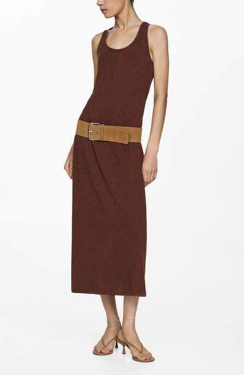 Shop Mango Racerback Knit Dress In Brown