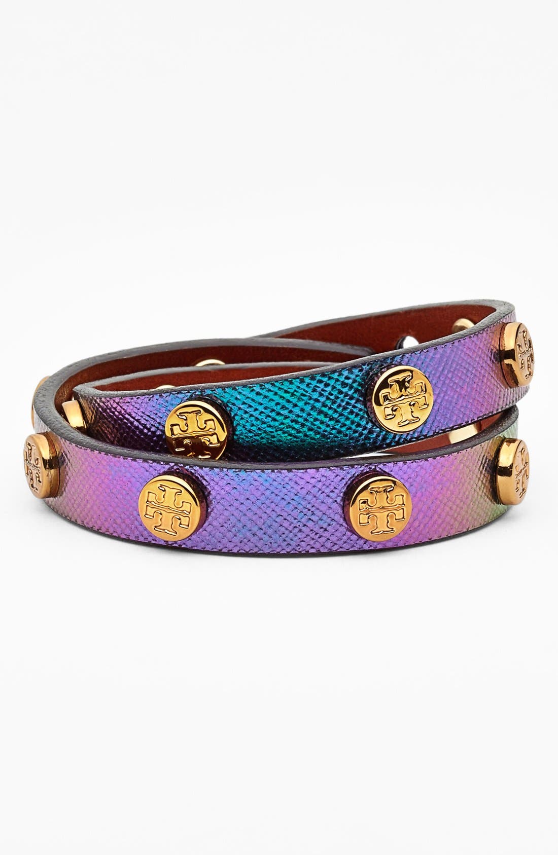 Tory Burch Logo Hologram Leather Wrap Bracelet Nordstrom