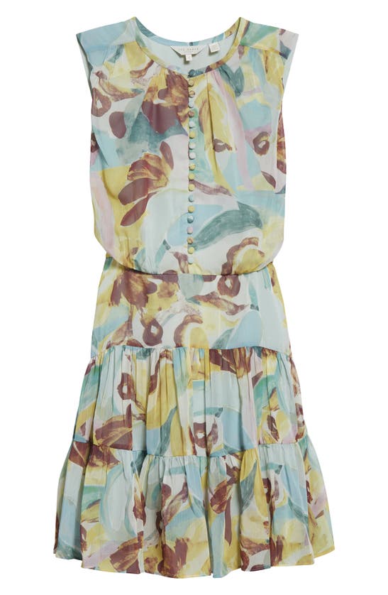 Shop Ted Baker London Ellain Button Front Tiered Minidress In Pale Green
