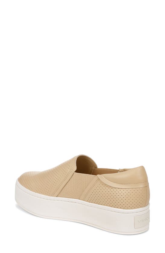 Shop Vince Warren Perforated Platform Sneaker In Macadamia Beige