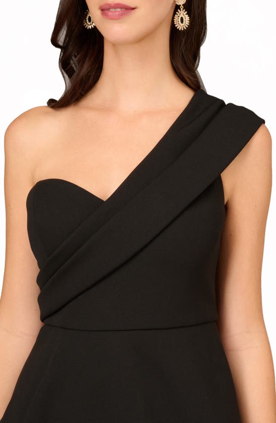 Shop Aidan Mattox By Adrianna Papell One-shoulder Crepe Column Gown In Black