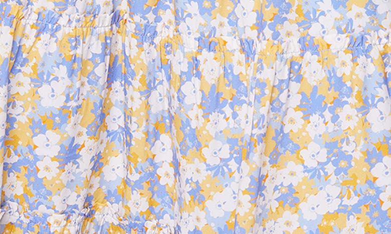 Shop Lost + Wander Dazzling Bloom Smocked Bodice Midi Dress In Light Blue Floral