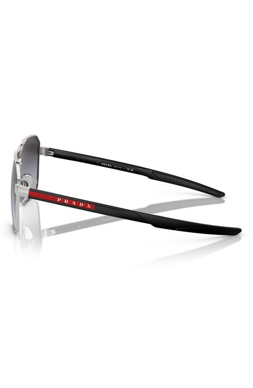 Shop Prada Linea Rossa 60mm Aviator Sunglasses In Silver