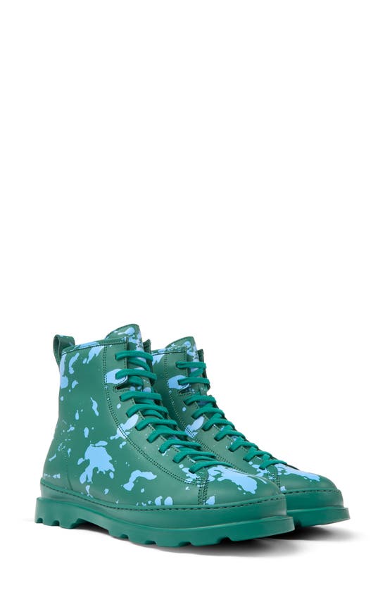 Camper Brutus Combat Boot In Green/ Blue