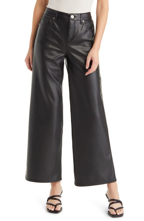 1822 Denim Faux Leather Wide Leg Pants in Black at Nordstrom, Size 24