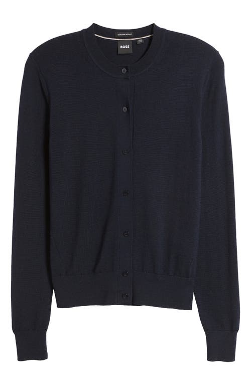 Shop Hugo Boss Boss Fadenasi Wool Cardigan Sweater In Sky Captain