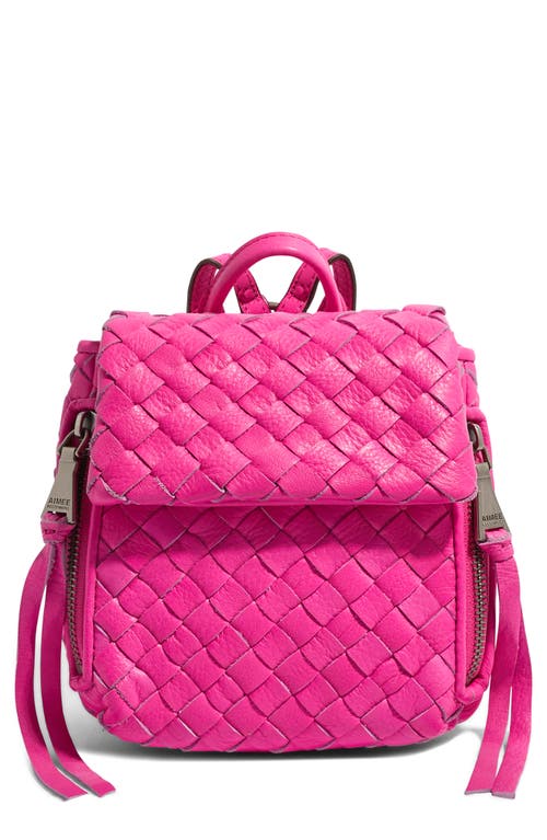 Aimee Kestenberg Mini Bali Woven Leather Backpack in Hot Pink Woven