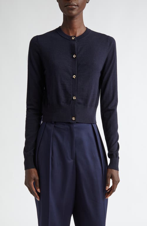 Shop Altuzarra Arlette Merino Wool Blend Cardigan In 000400 Navy