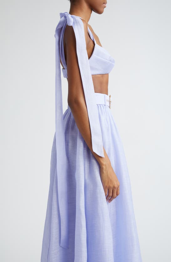Zimmermann Tie Strap Linen & Silk Bustier Top In Periwinkle