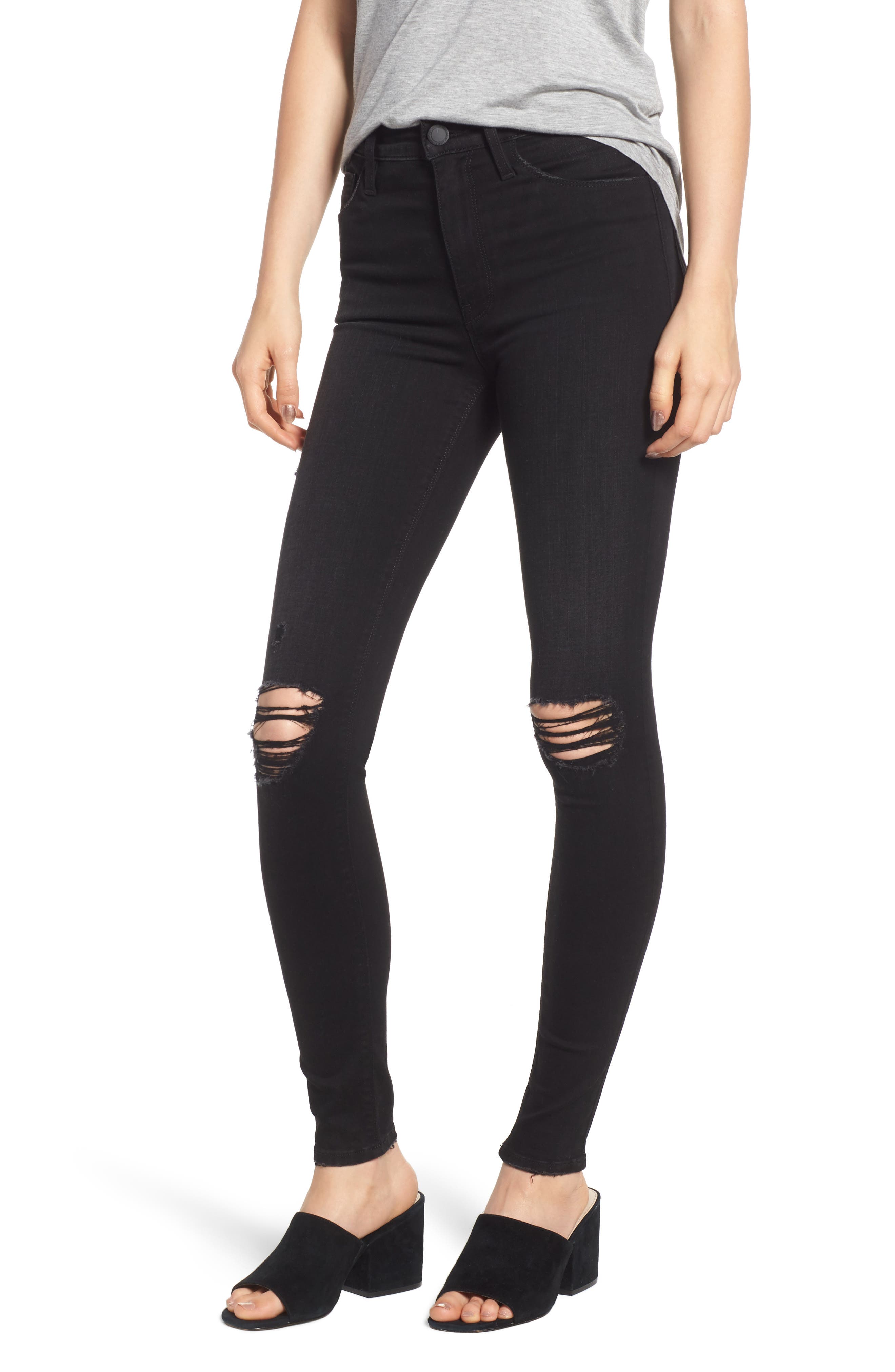 ripped high rise super skinny jeans