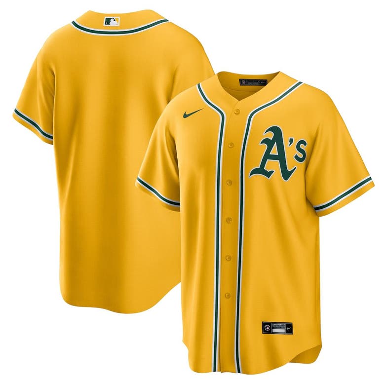 Nike Gold Oakland Athletics Alternate Replica Team Jersey In Yellow