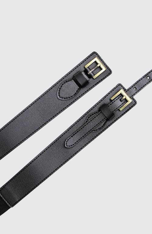 Belle & Bloom London Fog Leather Waist Belt In Black