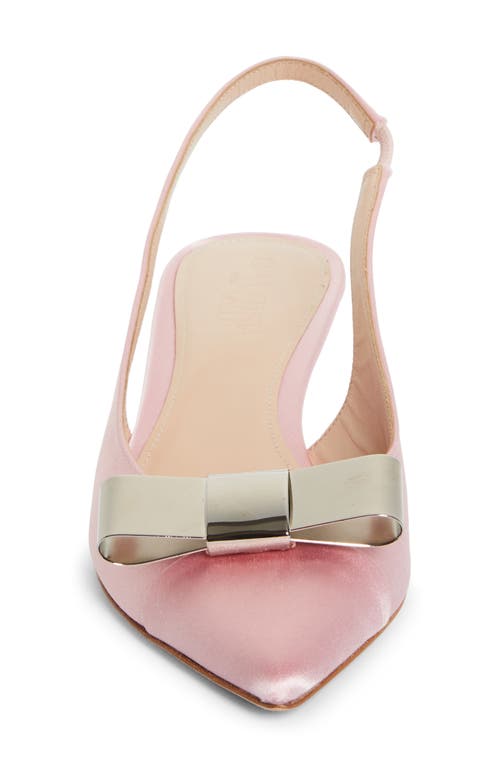 Giambattista Valli Crystal Ball Bow Pointed Toe Silk Slingback Pump In Rose/silver