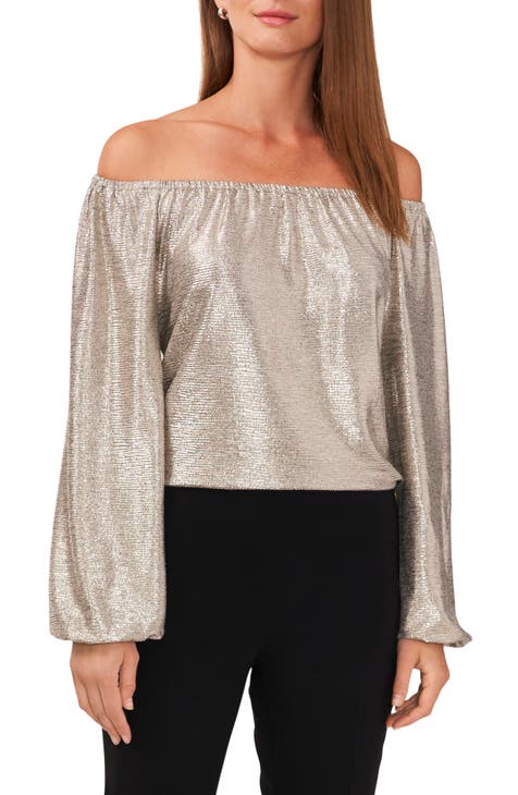 Sequin One Sided Cold Shoulder Top