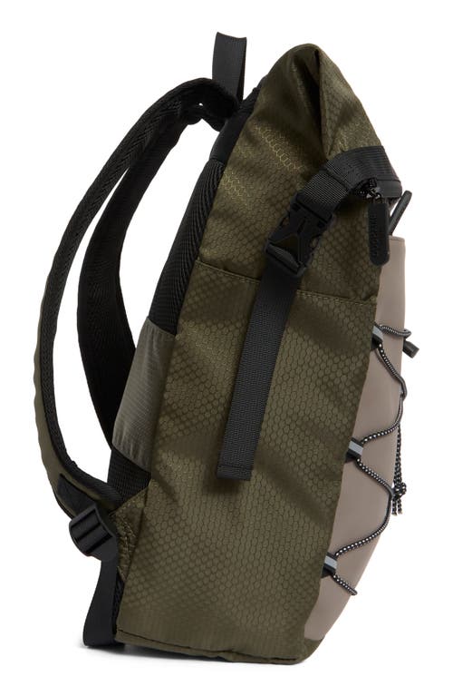 Duchamp Ripstop Rubberized Rolltop Backpack In Green Taupe