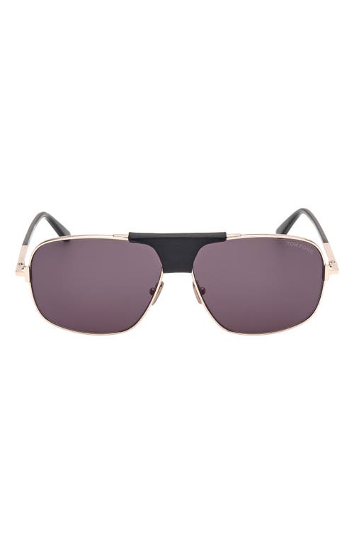 Shop Tom Ford <br />tex 62mm Navigator Sunglasses In Shiny Rose Gold Black/smoke