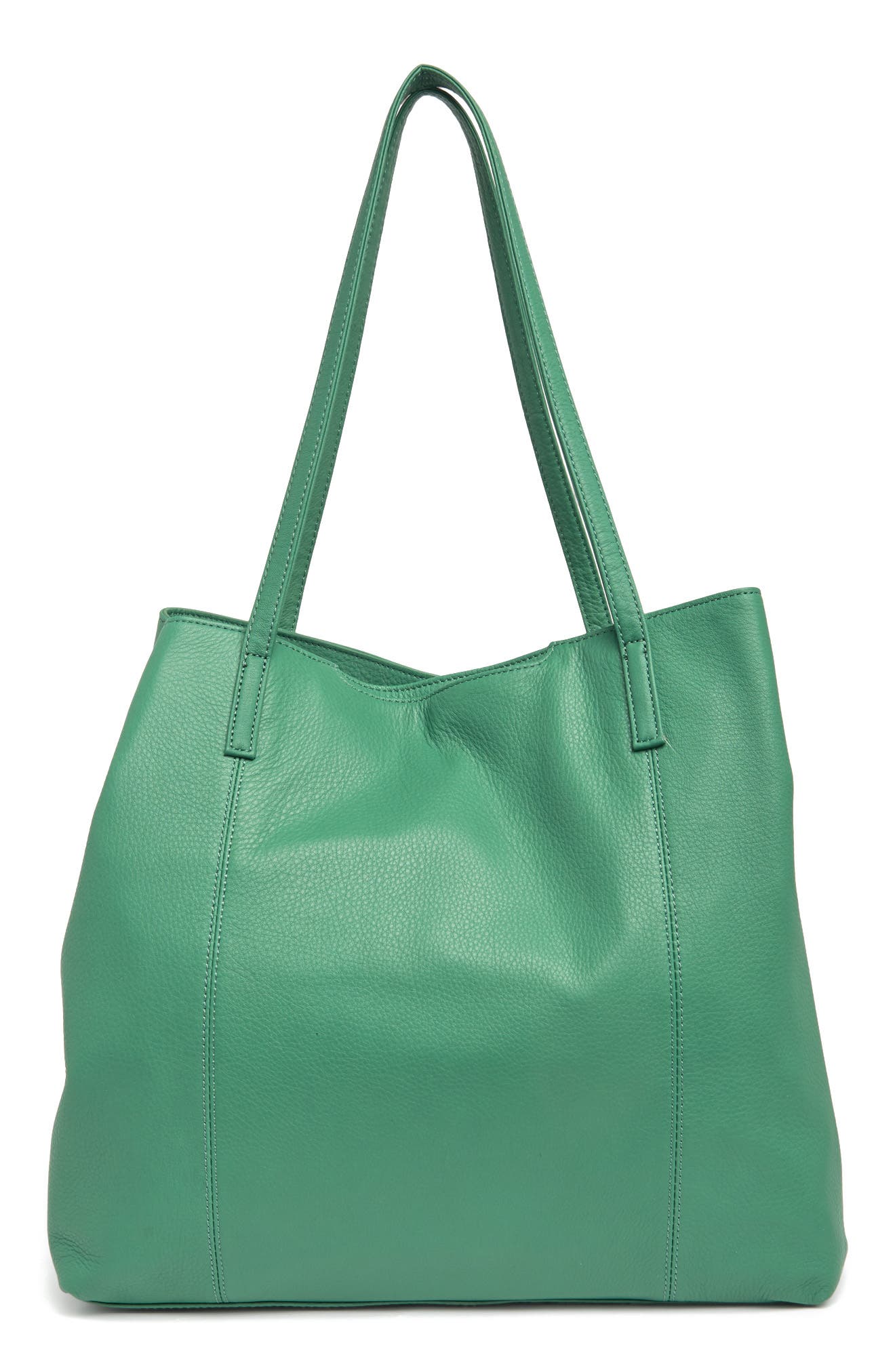 green leather tote