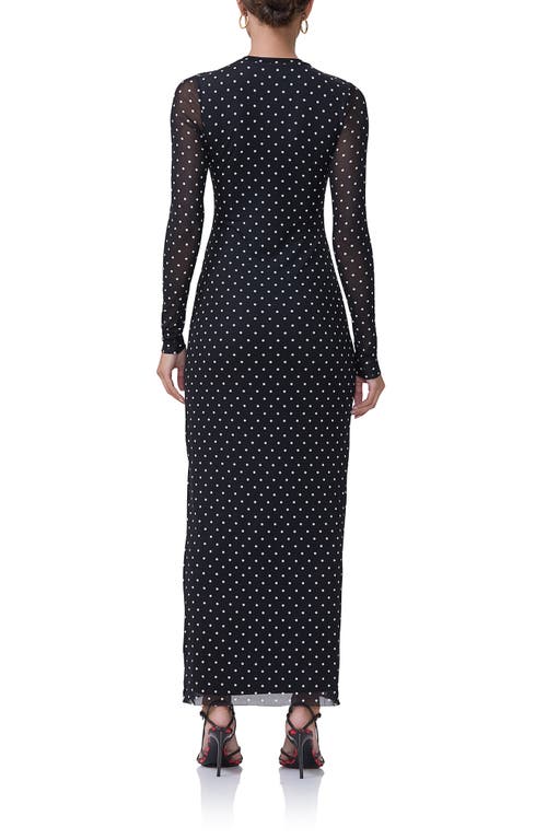 Shop Afrm Didi Long Sleeve Mesh Maxi Dress In Noir Dot