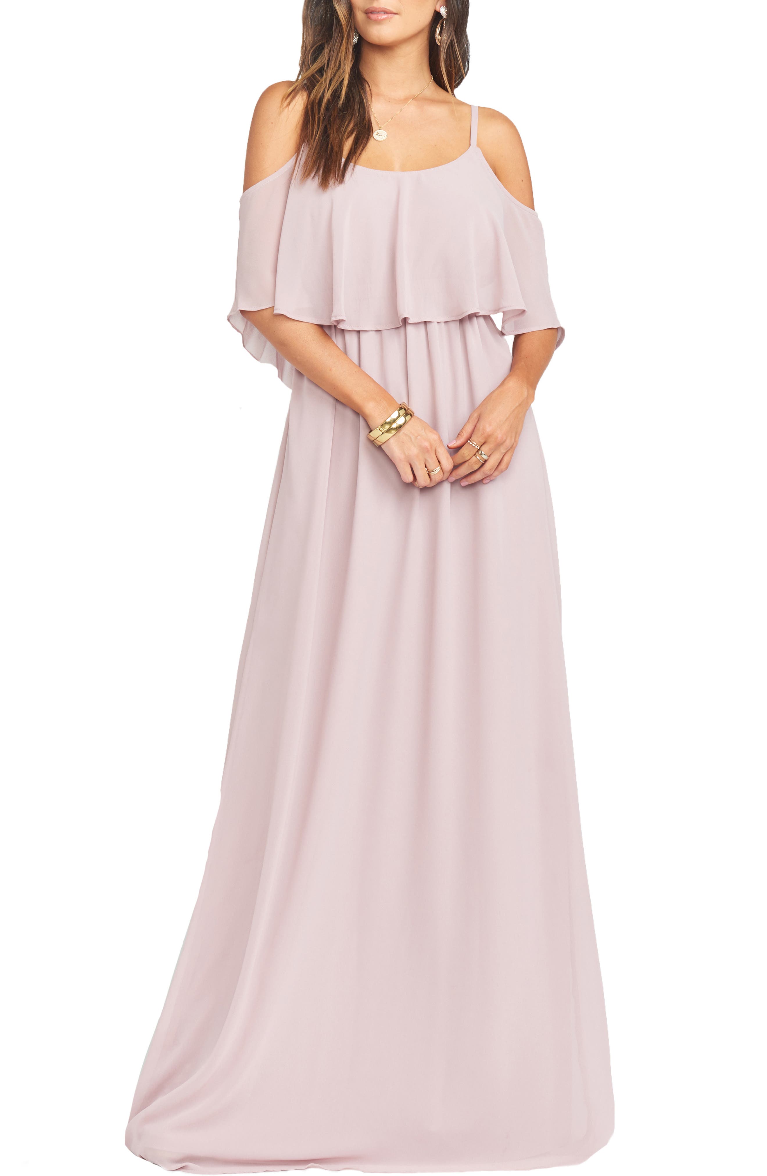 caitlin cold shoulder chiffon gown