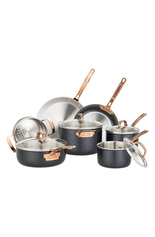 Viking 3-ply 11-piece Cookware Set In Matte Black/copper