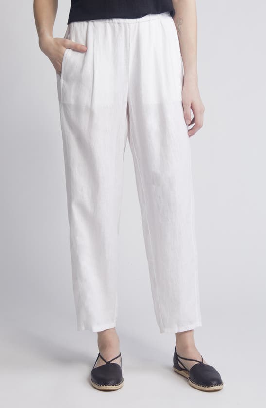 Eileen Fisher Pleated Organic Linen Lantern Pants In White