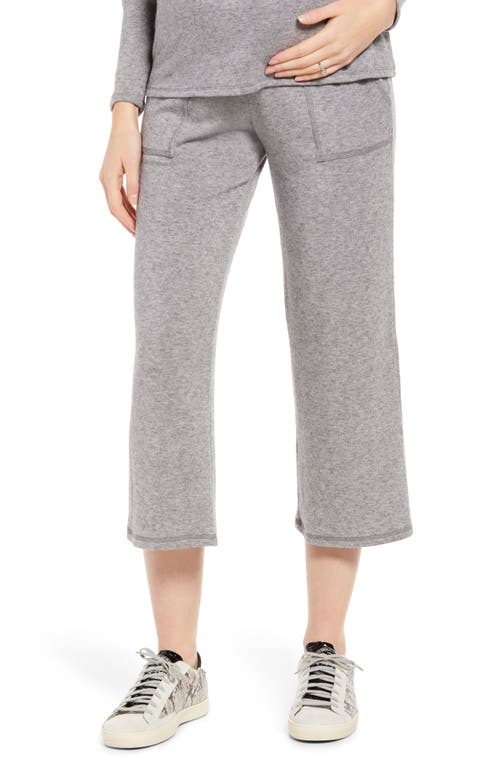 Wide Leg Crop Maternity Pants in Heather Charcoal