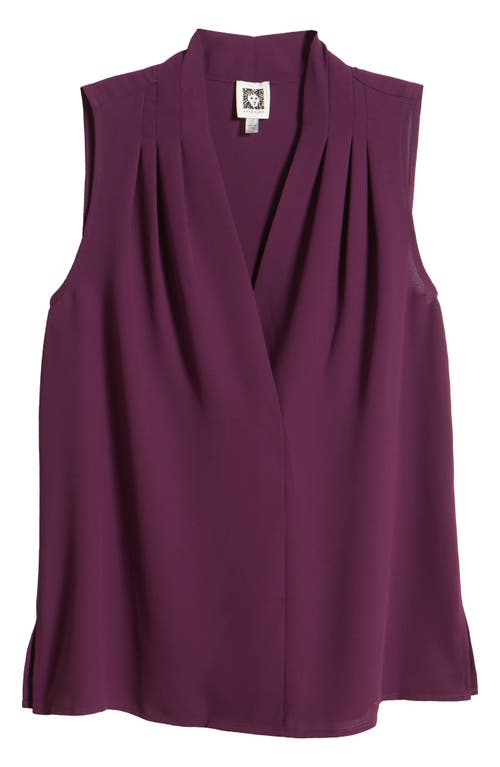 Shop Anne Klein Pleated Shell In Deep Plum