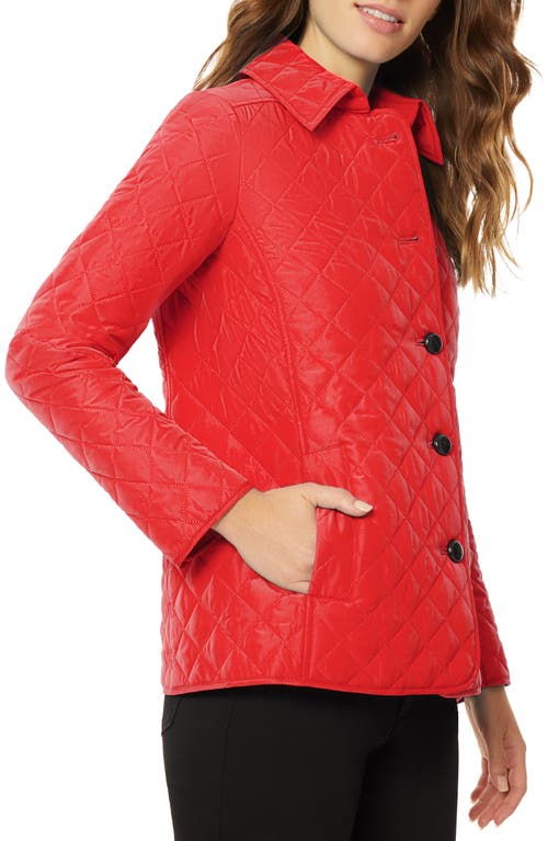 Shop Jones New York Quilted Coat In Deep Rouge