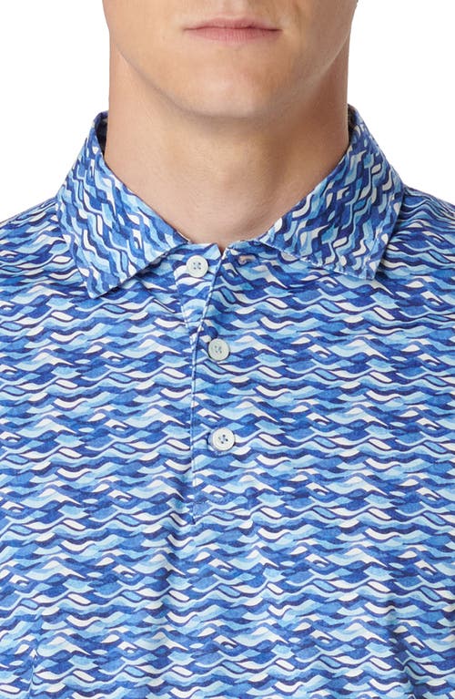 Shop Bugatchi Victor Ooohcotton® Wave Print Polo In Classic Blue