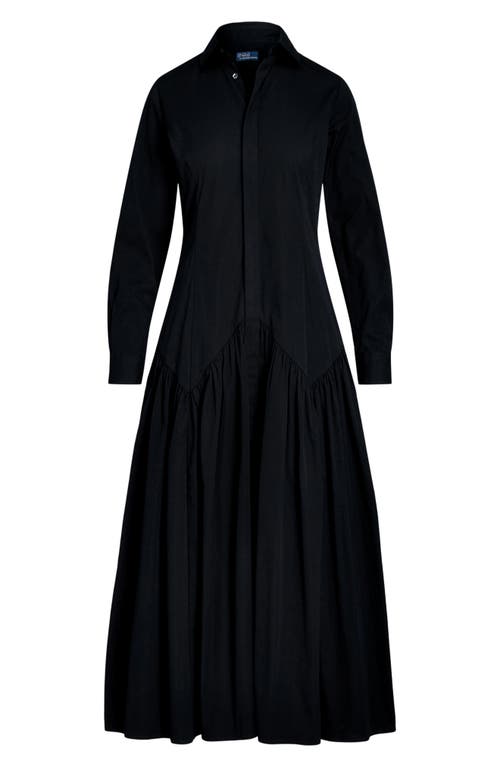 Shop Polo Ralph Lauren Long Sleeve Cotton Blend Shirtdress In Polo Black