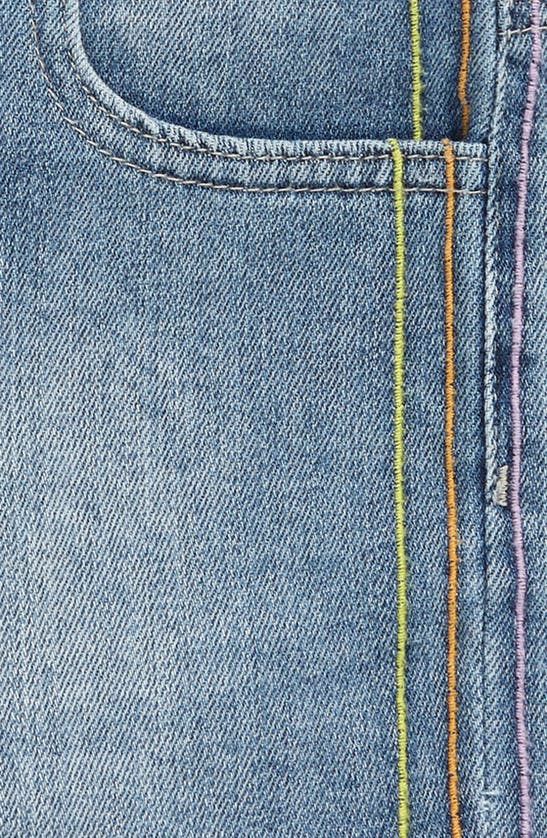 Shop Tractr Kids' Rainbow Side Stitch Denim Shorts In Indigo