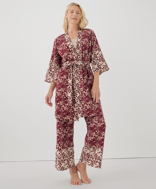 Shop Pact Organic Staycation Short Robe In Berry Sprigs