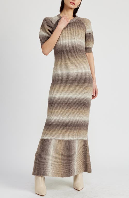 Shop En Saison Greer Ombré Short Sleeve Sweater Dress In Brown Ombre